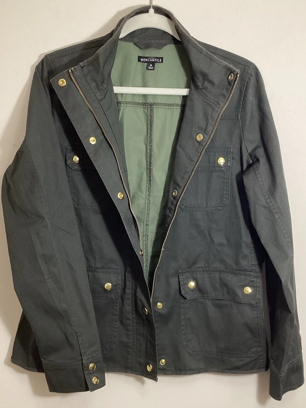 J. Crew Utility Field Jacket M Cotton Canvas Green oversized NWOT
